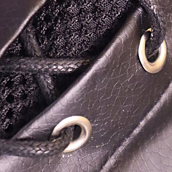 VINYL BUCKLE PANTS XS Devil Fashion Fishnet Cyber Goth Bikercore PVC PU Black - Picture 13 of 15